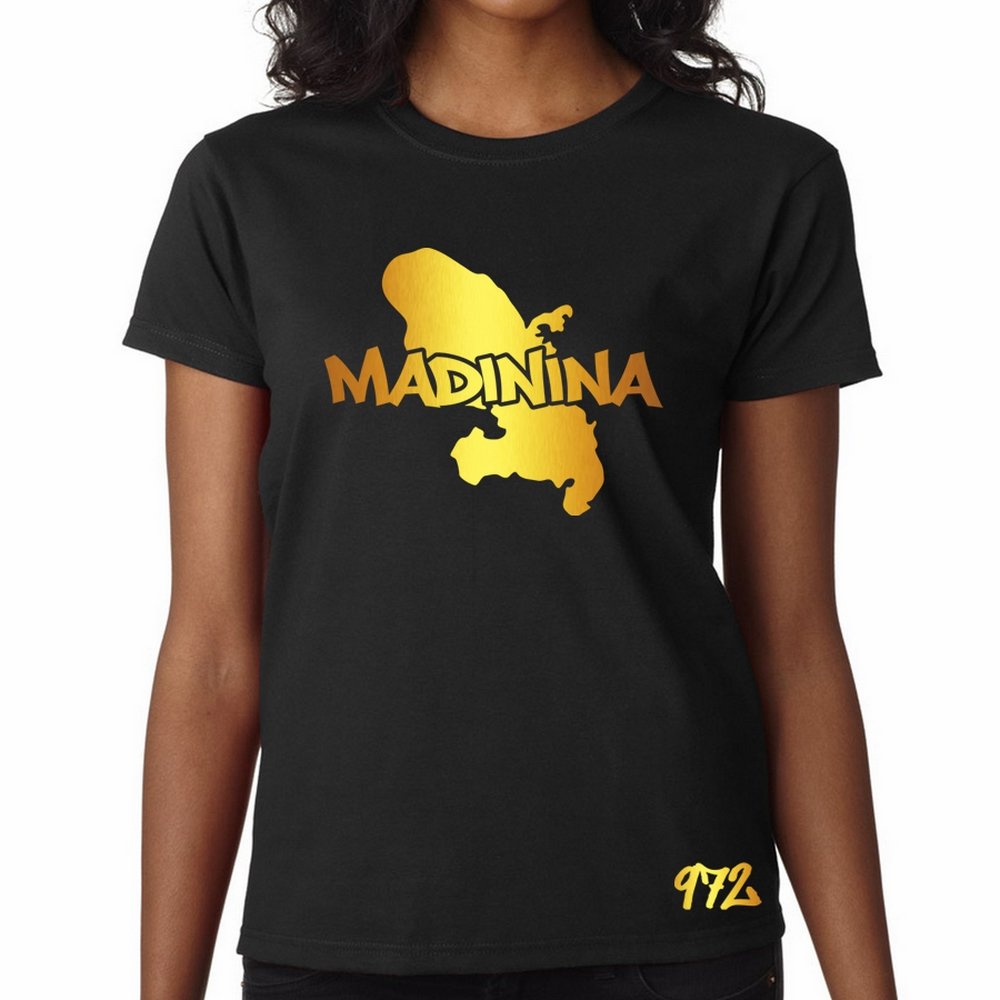 T-Shirt Femme Martinique Noir et Or Métallisé