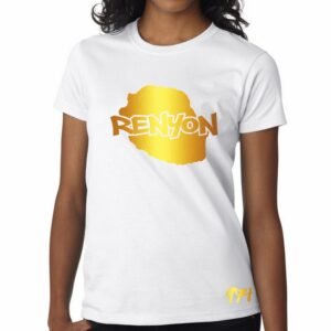 T-Shirt Femme La Réunion Blanc et Or Métallisé