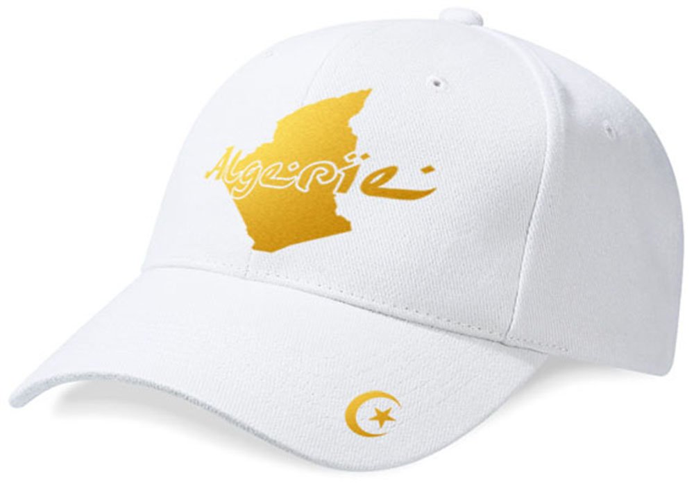 Casquette Algérie « mini pays » Blanc et Or Metallisé