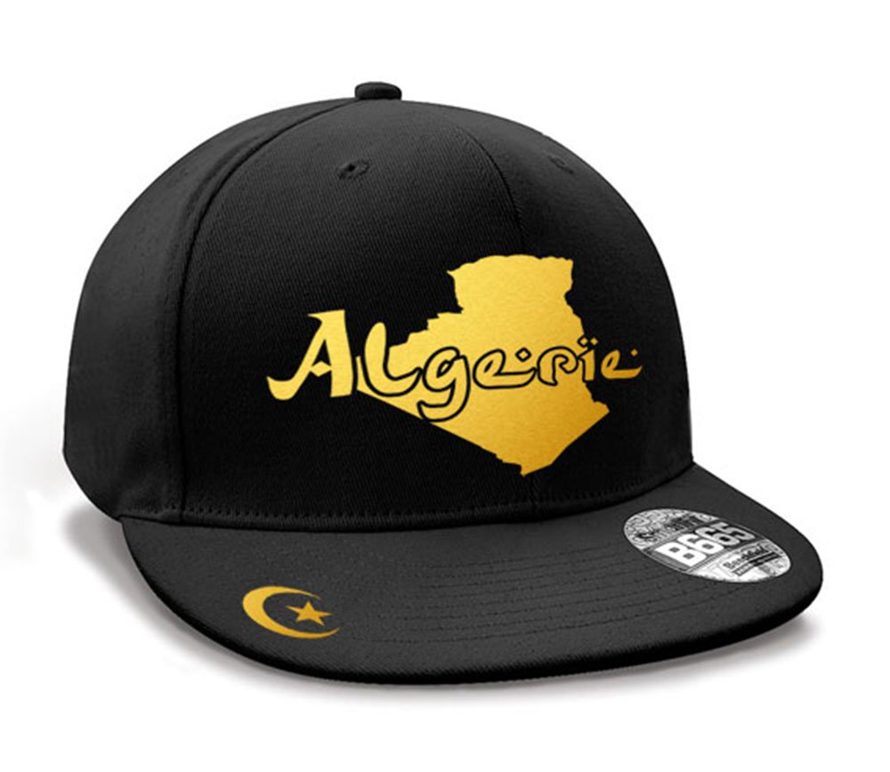 Casquette Hip Hop Algérie ""mini pays"" Noir et Or Métallisé