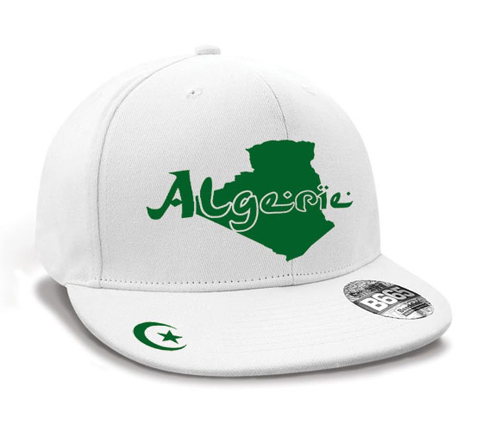 Casquette Hip Hop Algérie ""mini pays"" Blanc et Vert Émeraude