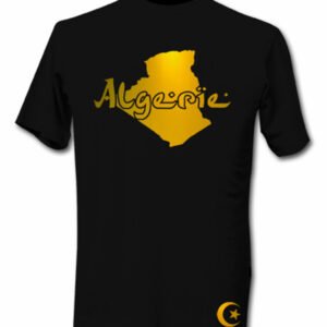 T-Shirt Algérie Noir et Or Métallisé