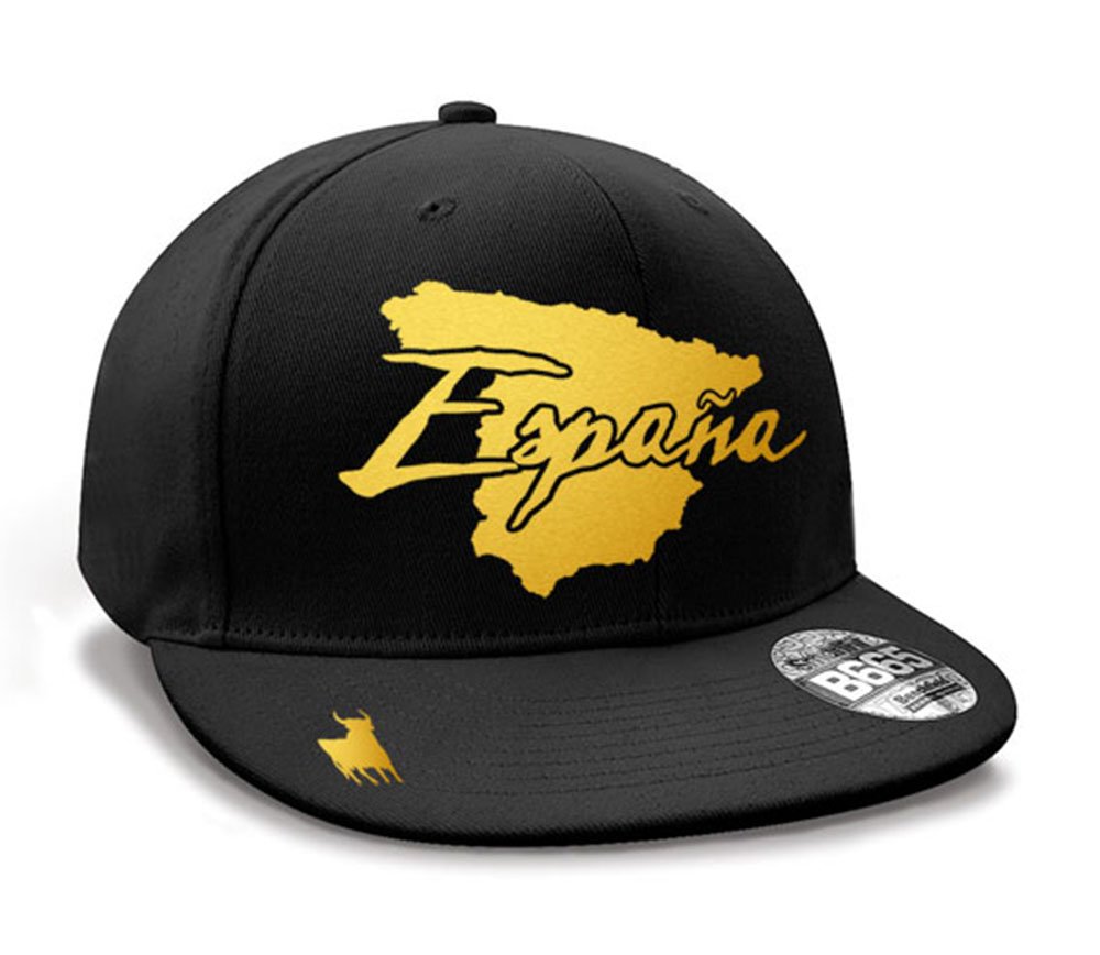 Casquette Espagne Hip-Hop Noir et Or Métallisé