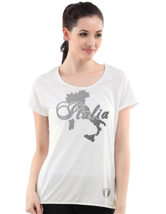 T-Shirt Femme Italie Blanc et Argent Métallisé