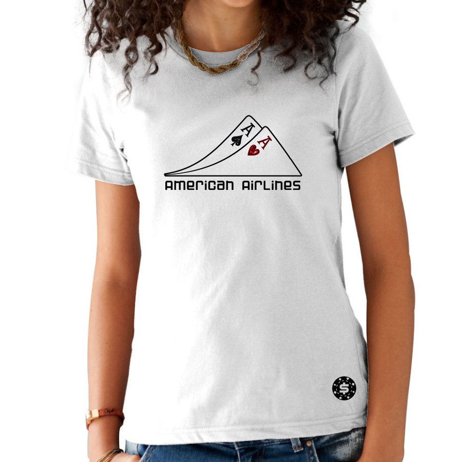 T-Shirt Femme Poker American Airlines Blanc