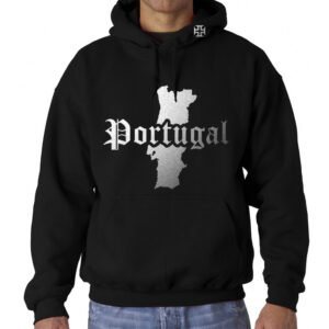 Sweat à Capuche Portugal Noir et Argent Métallisé