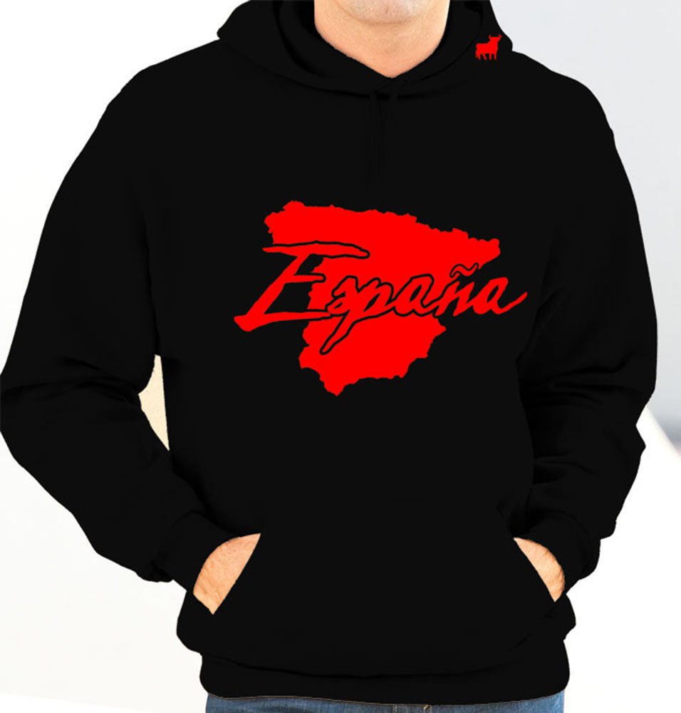 Sweat à Capuche Espagne Noir et Rouge