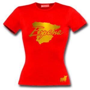 T-Shirt Femme Espagne Rouge et Or Métallisé