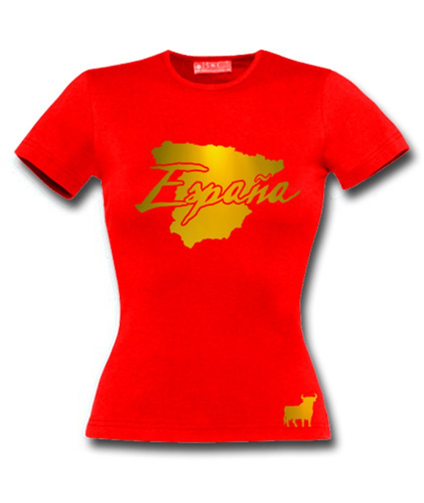T-Shirt Femme Espagne Rouge et Or Métallisé