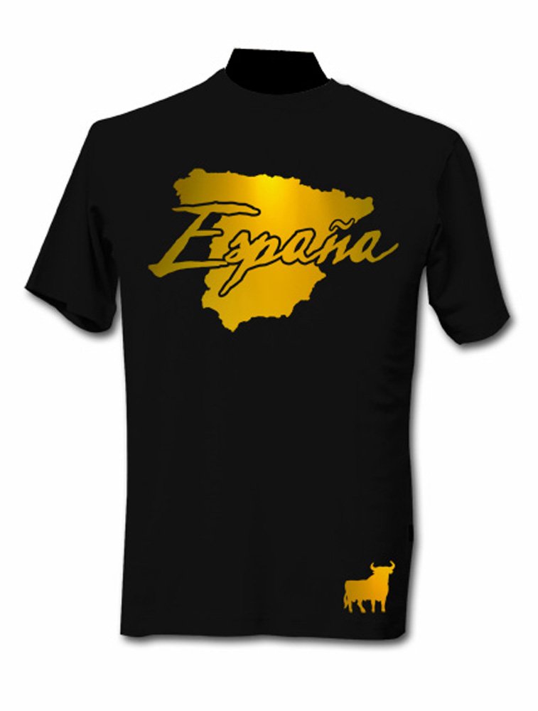 T-Shirt Espagne Noir et Or Métallisé