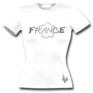 T-Shirt Femme France Blanc et Argent Métallisé