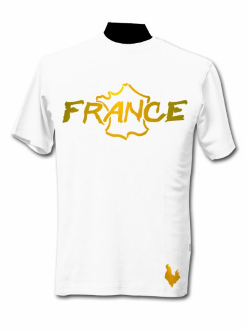 T-Shirt France Blanc et Or Métallisé