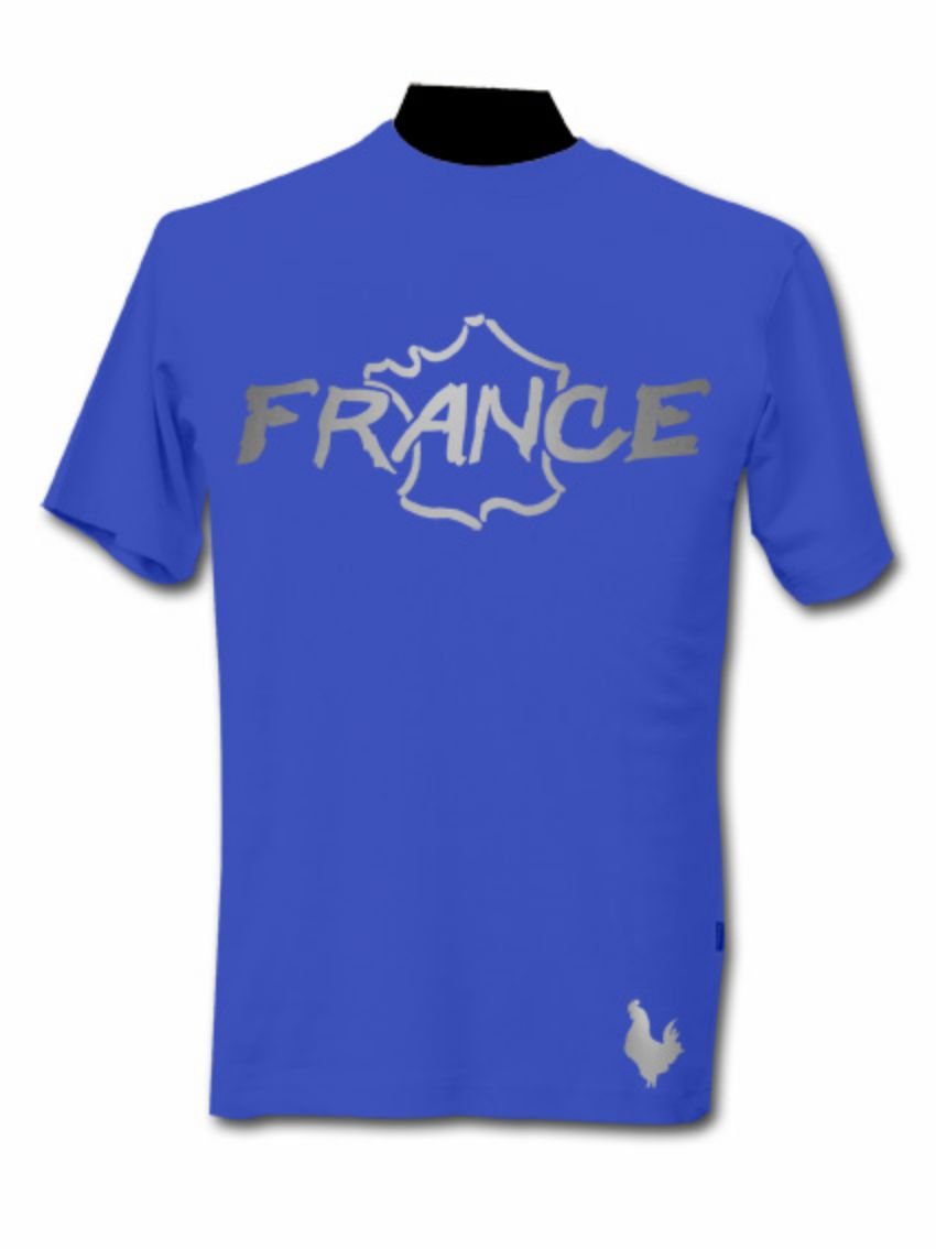 T-Shirt France Bleu et Argent Métallisé