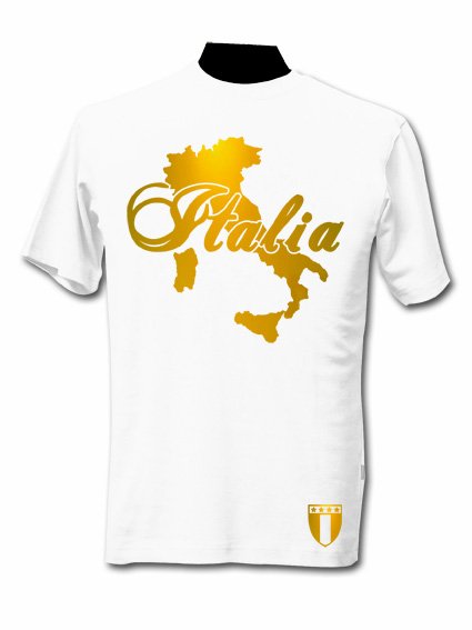 T-Shirt Italie Blanc et Or Métallisé