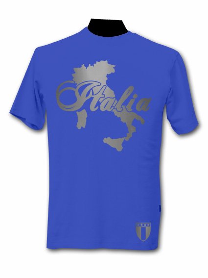 T-Shirt Italie Bleu et Argent Métallisé