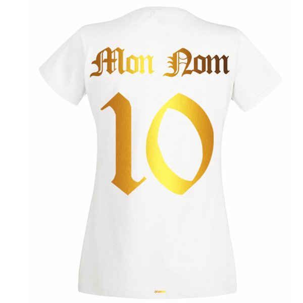 T-Shirt Femme Portugal Blanc et Or Métallisé – Image 3