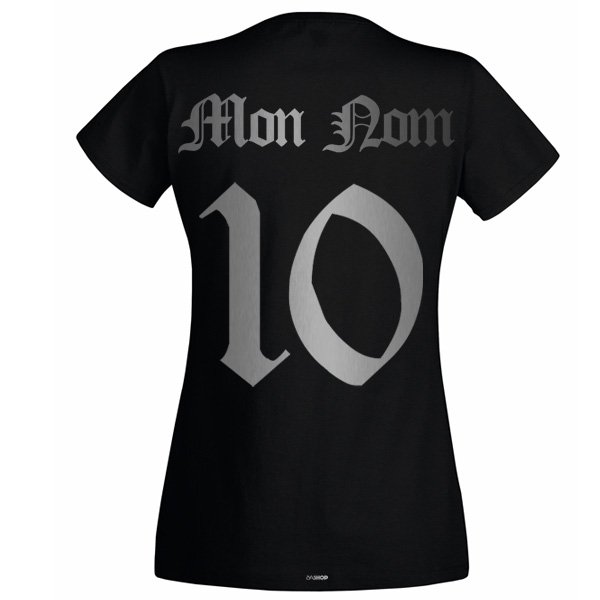 T-Shirt Femme Portugal Noir et Argent Métallisé – Image 3