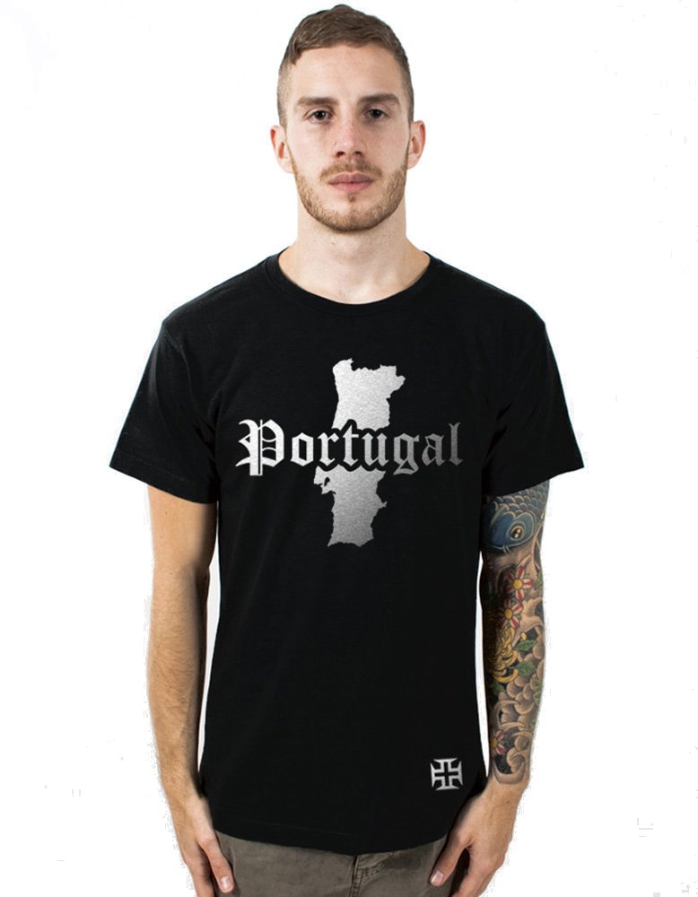 T-Shirt Portugal Noir et Argent Métallisé