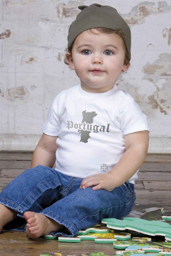 T-Shirt Bébé Portugal Blanc et Argent Métallisé