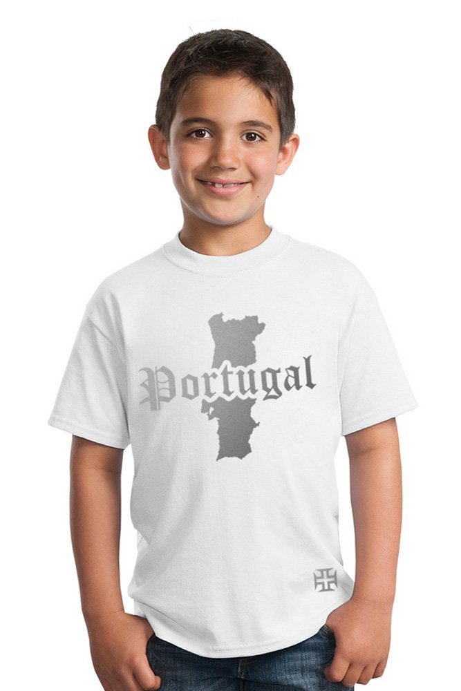 T-Shirt Enfant Portugal Blanc et Argent Métallisé